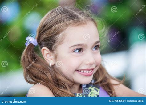 Sweet Six Years Old Blonde Girl Outdoors Stock Image Image Of