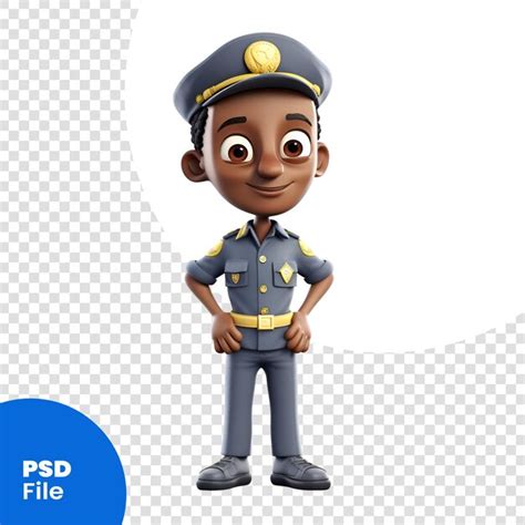 Renderização 3d de um menino policial chapéu de policial modelo psd