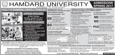 Hamdard University Karachi Admissions