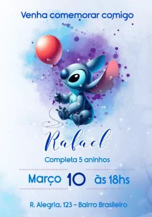 Convite Anivers Rio Stitch Edite Gr Tis Nosso Editor Online