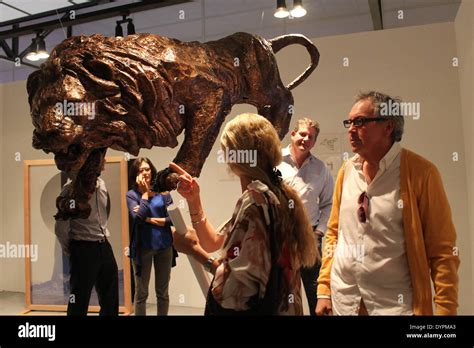 Lima, Peru. 23rd Apr, 2014. Visitors view an artwork at the galleries ...