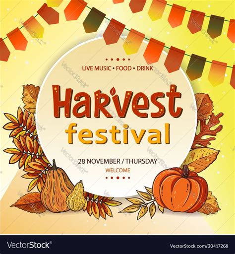 Harvest Festival Poster Or Flyer Design With Hand Lettering Label