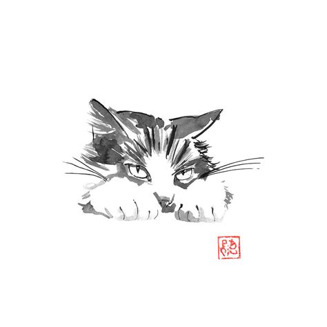 Sulky Cat Drawing By Pechane Sumie Fine Art America