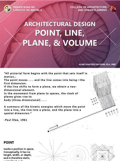 Architectural Design 1 Lecture 2 Point Line Plane And Volume Pdf