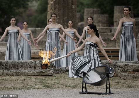 Olympic Torch Is Lit In Spectacular Ceremony In Ancient Olympia To Mark