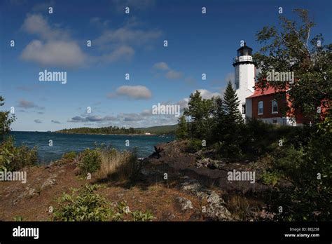 Eagle Harbor Lighthouse On Lake Superior In Upper Peninsula Michigan