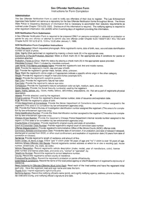 Form Il 493 0765 Sex Offender Registration Act Notification Form