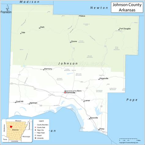 Map Of Johnson County Arkansas Where Is Located Cities Population