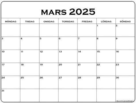 Calendar Mars Inga Ursala