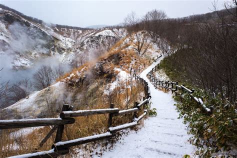 Noboribetsu Hot Spring, Jigokudani or Hell Valley during Winter Stock ...