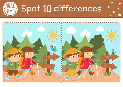 Find Differences Game For Children Summer Camp Educational Activity