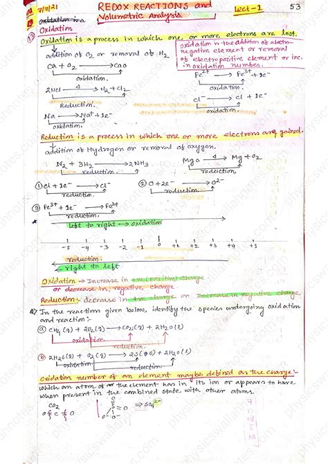 Solution Redox Reaction Class Chemistry Handwritten Notes Studypool