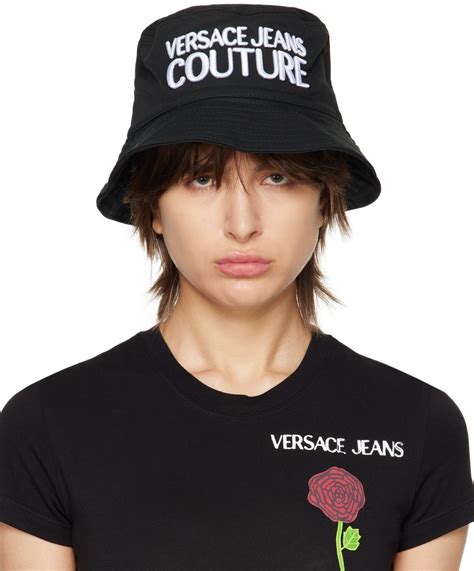 Versace Versace Jeans Couture Black Embroidered Bucket Hat Editorialist