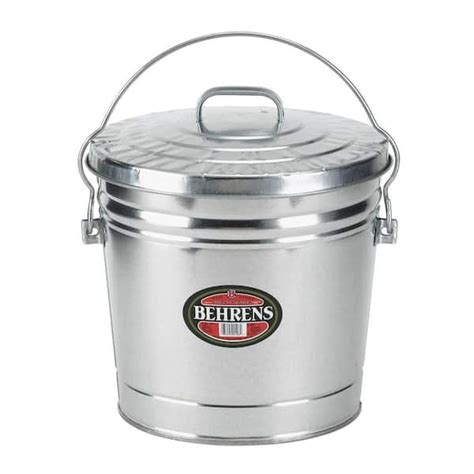 Behrens 6 Gal Galvanized Steel Round Trash Can With Locking Lid 6106KX