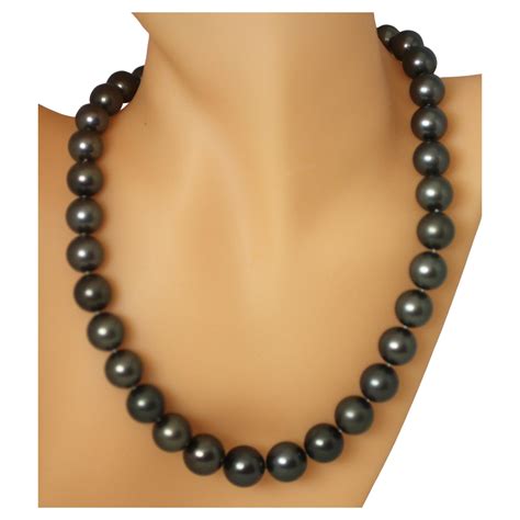 Hakimoto X Mm Tahitian South Sea Pearl Necklace K White Gold