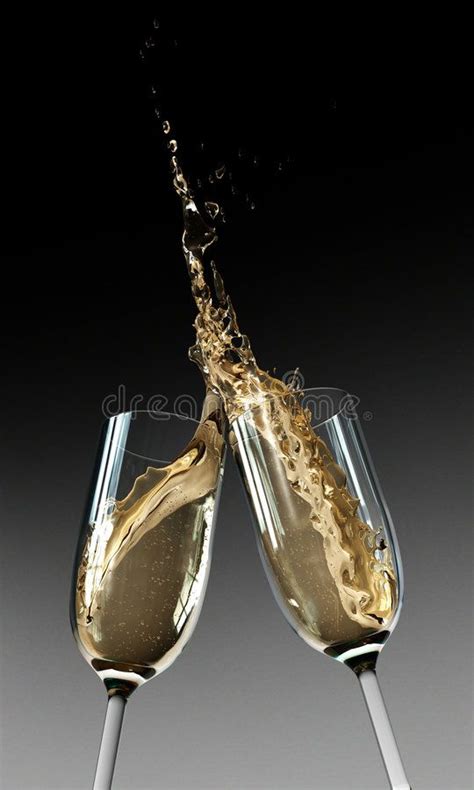 Toasting Champagne Flutes Two Champagne Glasses Clinking Together In A