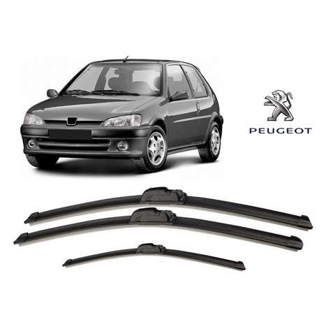 Kit 3 Palhetas Limpador De Parabrisa Dianteiro Traseiro Peugeot 106