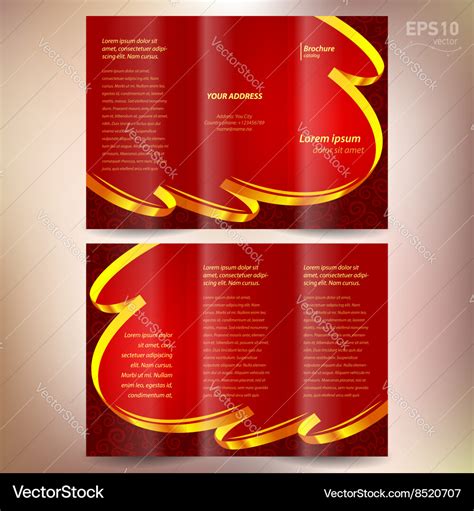 Brochure design template folder leaflet ribbon Vector Image