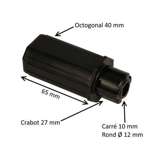 Embout octogonal 40 mm crabot 27 mm mâle Euromatik