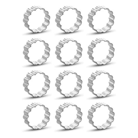 1 Dozen 12 Mini 15 Inch Fluted Round Circle Cookie Cutters The