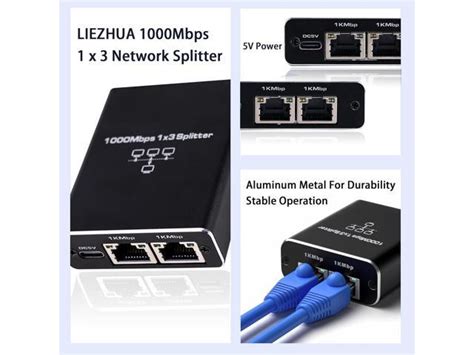 Upgrade Ethernet Splitter 1 To 3 High Speed 1000mbps Lan Splitter With Usb Power Cable Rj45