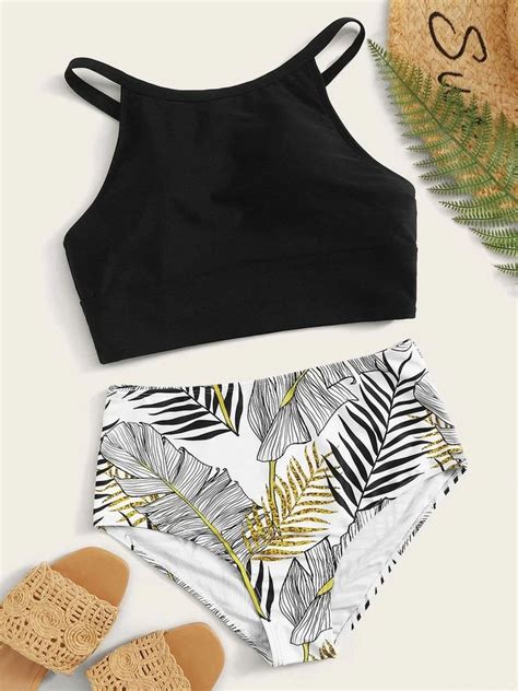 Halter Top With Tropical High Waist Bikini Setcheck Out This Halter Top