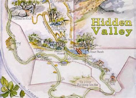 the hidden valley map is shown in this hand - drawn illustration, which ...