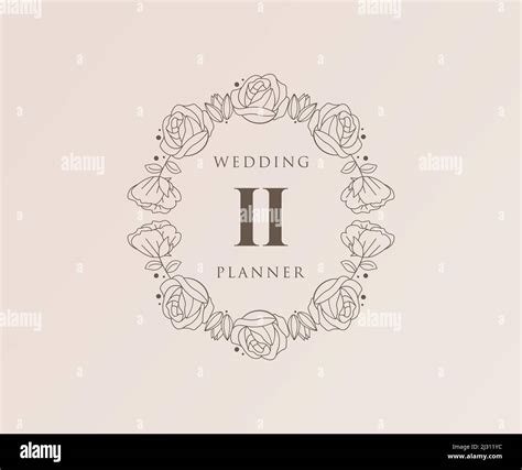 Ii Initials Letter Wedding Monogram Logos Collection Hand Drawn Modern