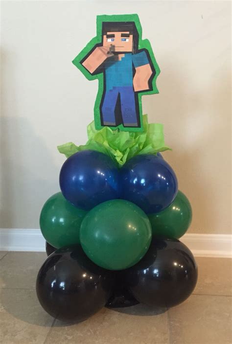 Minecraft Balloon Centerpiece In 2024 Minecraft Party Decorations Minecraft Birthday