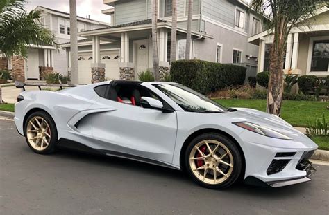 Chevrolet Corvette C Stingray White With Gold Bc Forged Eh Wheel