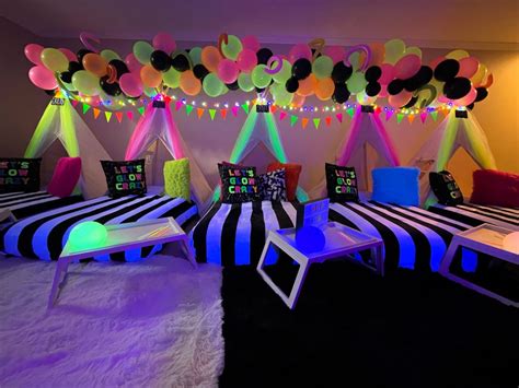 Glow In The Dark Sleepover Party Disco Birthday Party Glow Birthday