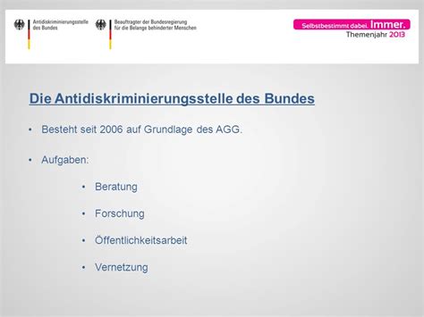 Die Antidiskriminierungsstelle Des Bundes Und Ihr Themenjahr 2013 Für