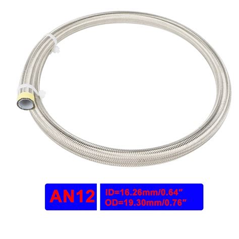 Stainless Steel Braided Fuel Injection Line Hose 1m 3ft Ptfe E85 Oil