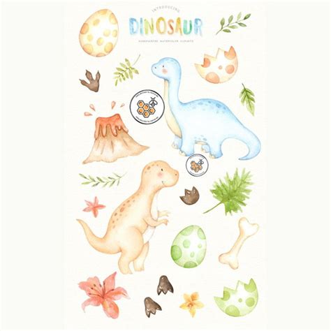 Kit Digital Dinossauro Aquarela Premium Dinosaur Es Elo7