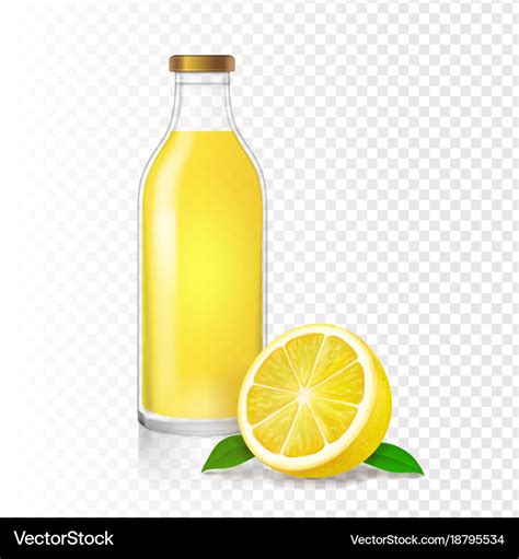 Lemon Juice Glass Bottle Realistic Royalty Free Vector Image