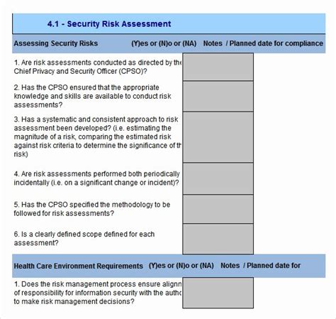 Information Security Risk Assessment Template