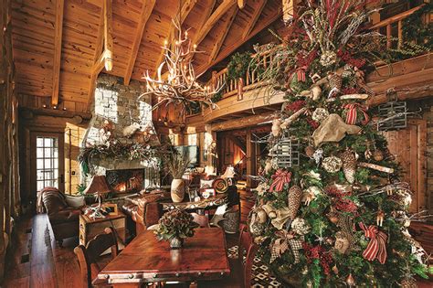 Festive Log Homes Get Into The Holiday Spirit Cabin Christmas Decor