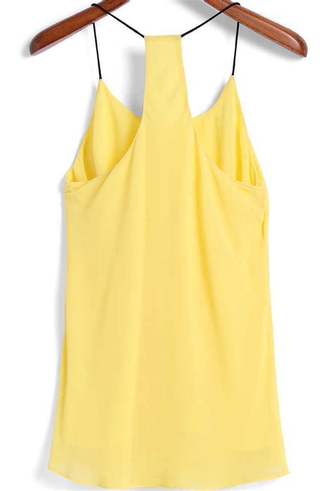 Spaghetti Strap Yellow Cami Topfor Women Romwe