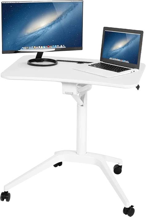 Portable Adjustable Height Mobile Standing Desk with Pneumatic ...