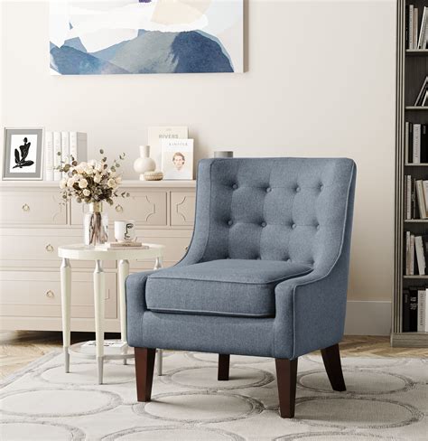 Lifestyle Solutions Mason Transitional Accent Chair Blue Fabric