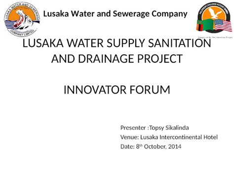 Ppt Lusaka Water And Sewerage Company Lusaka Water Supply Sanitation