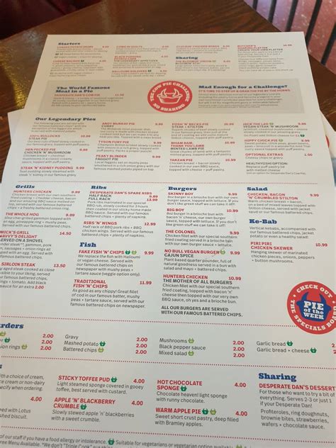 Menu At Mad O Rourke S Pie Factory Pub Bar Tipton