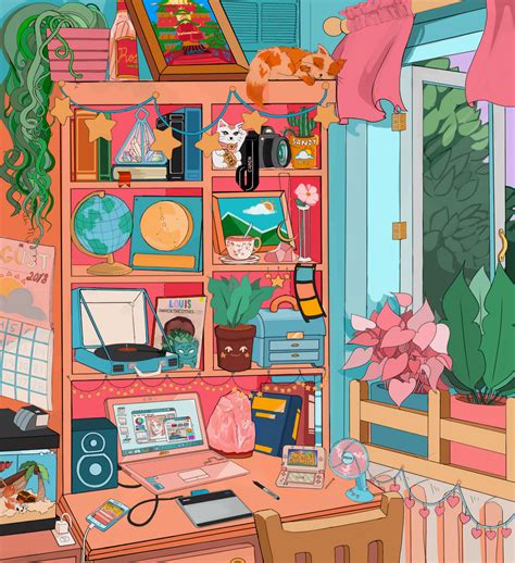 The Artists Desk Art Print By Mistyspecs X Small Kawaii Art Cute