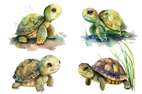 Watercolor Turtles Clipart Sublimation Graphic By Dzynee Creative Fabrica