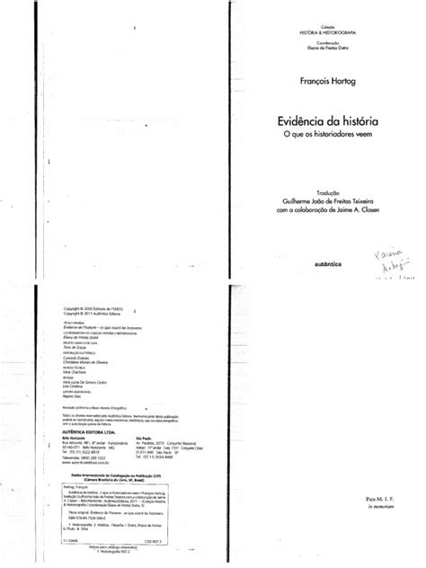 02 Hartog François Evidência Da História Pdf Pdf