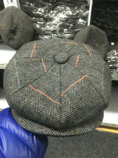 Peaky Blinders Hat Newsboy Flat Cap Herringbone Tweed Wool Baker Boy