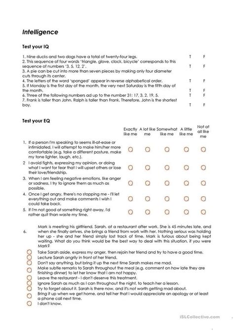 Emotional Iq Test Printable S Oldvictheatre