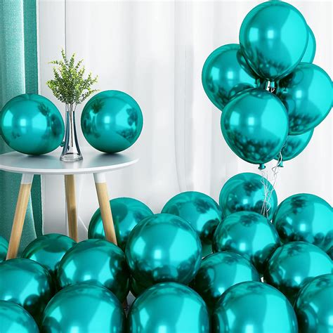 Luftballons Türkis Metallic Doppellagige Luftballons 50 Stück Metallic