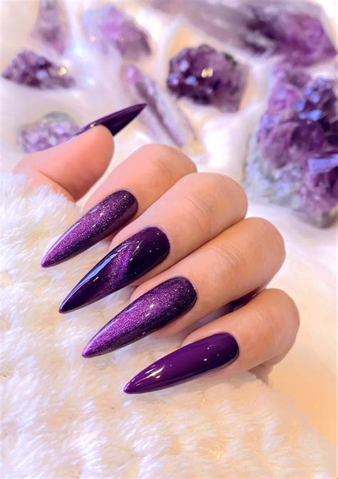 Purple Cat Eye Nails In Purple Nail Art Designs Cat Eye Nails