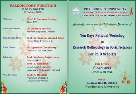 Valedictory Function Of Icssr Ten Days Research Methodology On Th